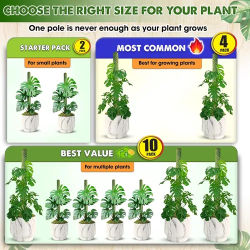 Miniatura 6 de DUSPRO Poste de musgo en malla apilable para plantas de Monstera, estacas de malla para plantas en maceta para plantas de interior, poste de planta