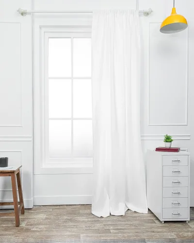 Miniatura 15 de D'Moksha Homes Cortina de lino europeo negro de 52 x 63 pulgadas, con bolsillo para cortinero, 1 panel, 1 panel, 100% lino puro, tratamiento