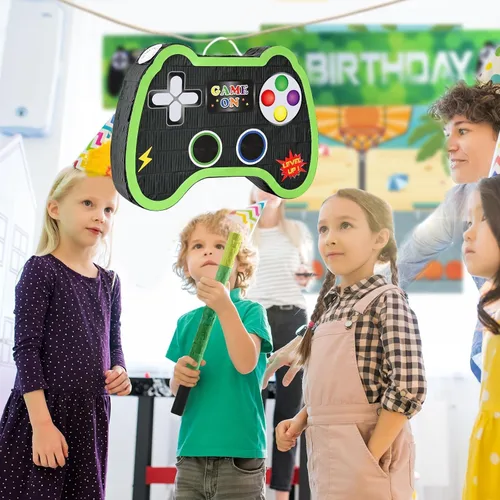 Miniatura 6 de WERNNSAI - Piñata de controlador de videojuegos, suministros para fiestas, paquete con venda y bate para niños, temática de juegos, fiesta