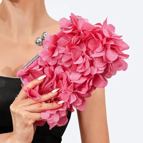 Miniatura 5 de JAMBHALA Bolso de noche para mujer, pequeño bolso floral con cadena para boda, fiesta, baile de graduación