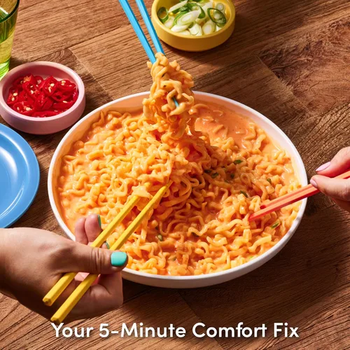 Miniatura 3 de Ramen salteado con queso (Taza) – Sabor a cheddar y mascarpone Fideos instantáneos coreanos cremosos y sabrosos 3.53 oz (Paquete de 6)