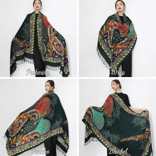Miniatura 301 de DANA XU Manta de pashmina extragrande 100% de lana merina, bufanda de viaje, bufanda de cachemira para mujer, otoño e invierno, chal de gran