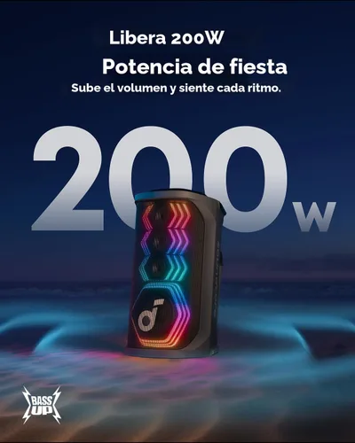 Miniatura 3 de soundcore Rave 3S - Altavoz de fiesta AI con 2 micrófonos inalámbricos, sonido de 200 W, eliminación de voz AI, reverberación, espectáculo de luz