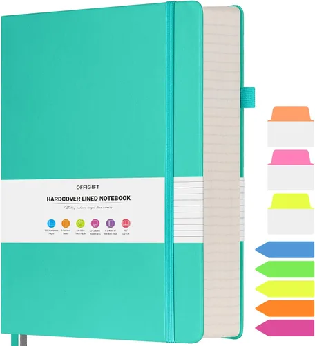 Miniatura 26 de Cuaderno rayado, cuaderno grande A5 con rayas universitarias, cuaderno de trabajo de 312 páginas numeradas con calcomanías de índice, papel grueso