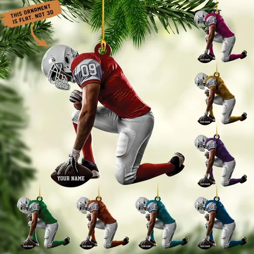 Miniatura 13 de Adornos de fútbol personalizados, hombreras y casco, adorno de Navidad, regalo de jugador estadounidense, regalo para niños y niñas, decoración
