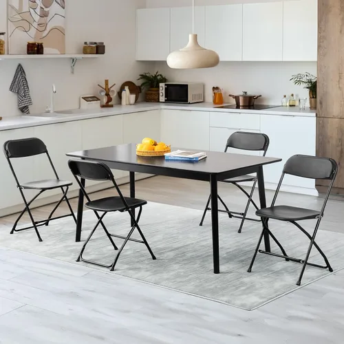 Miniatura 2 de Sillas plegables, para interiores y exteriores, portátiles, apilables, de plástico, para fiestas, bodas y oficina, paquete de 4, color negro