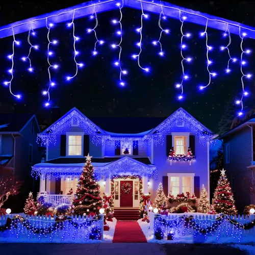 Miniatura 8 de Luz de hielo de 49 pies para exterior, 480 luces LED de Navidad para exteriores, iluminación de hielo de Navidad con 11 modos y temporizador