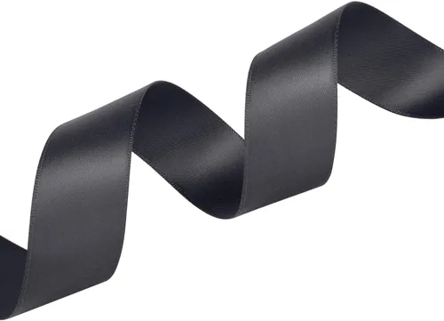 Miniatura 3 de Cinta de satén de doble cara de 1 pulgada de 50 yardas para decoración de fiestas, accesorios para el cabello, costura, envoltura de regalos (negro)