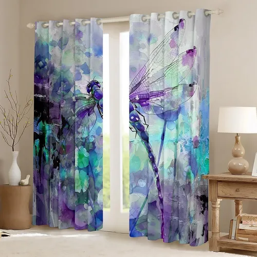 Miniatura 2 de jejeloiu Cortinas de oscurecimiento de libélula (2 paneles, 52 x 84 pulgadas), cortinas abstractas para dormitorio, sala de estar, arte moderno, 30%