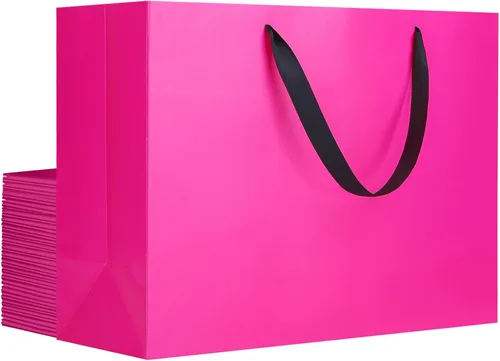 Miniatura 33 de EUSOAR Bolsas de regalo grandes negras, paquete de 12 bolsas de papel de compras de 16 x 6 x 12 pulgadas con asas, bolsa de mercancía de papel kraft