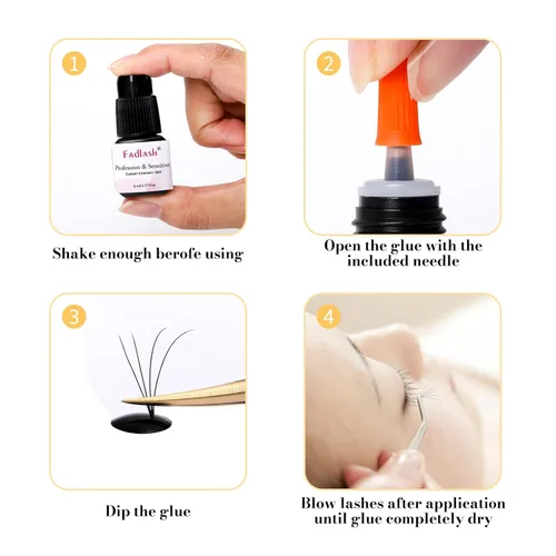 Miniatura 4 de FADLASH - Pegamento para extensiones de pestañas, extra fuerte, 0.2 fl oz, 1 S, tiempo de secado, 8 semanas de retención de pestañas, pegamento