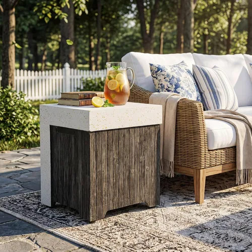 Miniatura 2 de COSIEST Mesa de tanque de propano para exteriores con diseño de grano de madera, mesa de tanque oculta exterior de 16 pulgadas, oculta el tanque
