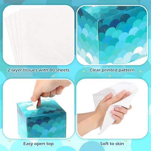Miniatura 6 de Zonon 12 piezas de 960 hojas cuadradas de pañuelos, caja de papel de seda de viaje con 2 capas, 80 unidades, bolsillo facial suave, soporte