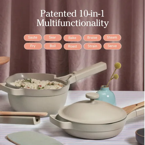 Miniatura 4 de Our Place Mini Cookware Duo Juego de utensilios de cocina de cerámica de 6 piezas con mini sartén Always y mini olla perfecta Inducción y horno