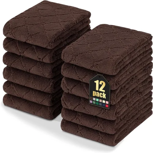 Miniatura 79 de Homaxy - Paquete de 12 trapos de cocina (10 x 10 pulgadas, morado), de terciopelo coral, supersuaves y absorbentes, de secado rápido, paño