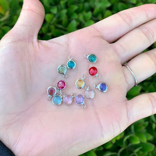 Miniatura 3 de Adabele Colgante de piedra natal de plata de grado A, 0.236 in, pequeño, 0.315 in y 0.394 in para aretes personalizados, pulseras, collares