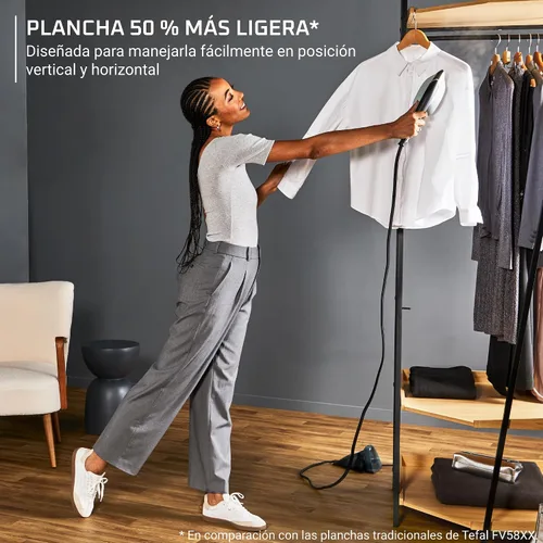 Miniatura 5 de Rowenta Plancha y vaporizador Duo Force 2 en 1 para ropa, plancha de vapor de 1700 W, suela de acero inoxidable, ultraligera, tanque de agua