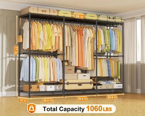 Miniatura 2 de ULIFHOME E14 Max - Perchero de ropa resistente, percheros independientes para colgar ropa, organizadores de armario ajustables y almacenamiento