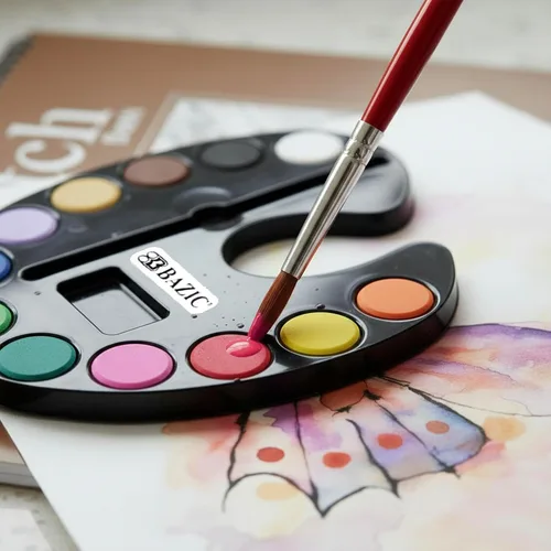 Miniatura 7 de BAZIC - Juego de acuarela con pincel, 12 colores no tóxicos, para diversión de pasatiempos, suministros de arte de colores vibrantes, regalo