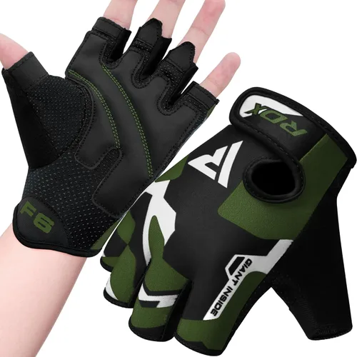 RDX Guantes de levantamiento de pesas para gimnasio, entrenamiento de fitness, palma acolchada antideslizante, equipo de entrenamiento de fuerza