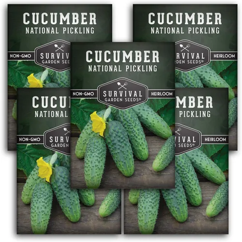 Survival Garden Seeds National Pickling - Semillas de pepino para plantar | Variedad tradicional sin OMG para encurtidos caseros crujientes (paquete
