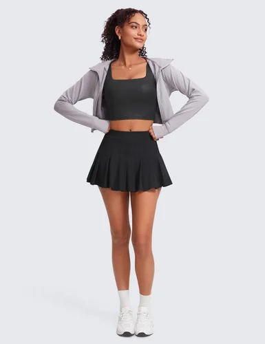 Miniatura 59 de CRZ YOGA Butterluxe Brasier deportivo de cuello cuadrado para mujer, estilo camiseta corta sin mangas, acolchado con soporte integrado para yoga