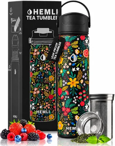 Botella vaso térmico para té de 22 onzas con infusor, taza de viaje