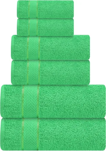 Miniatura 16 de Juego de toallas de baño - 100% algodón - 2 toallas de baño, 2 toallas de mano y 2 paños - Grandes, secado rápido, absorbentes, suaves, lujosas