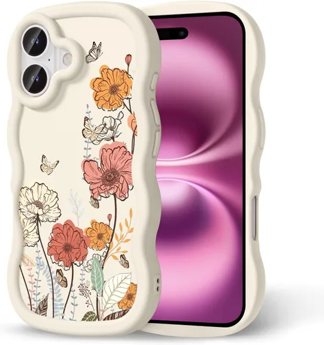 Miniatura 105 de Compatible con iPhone SE/8/7 Funda para Mujeres y Niñas, Marco Ondulado Rizado con Patrón Lindo, Estética Delgada Suave Silicona TPU Parachoques