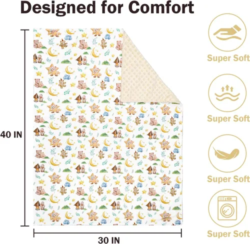 Miniatura 6 de Manta de bebé para niñas y niños, manta de visón súper suave de doble capa con respaldo de puntos, manta de cama de bebé recién nacido, manta
