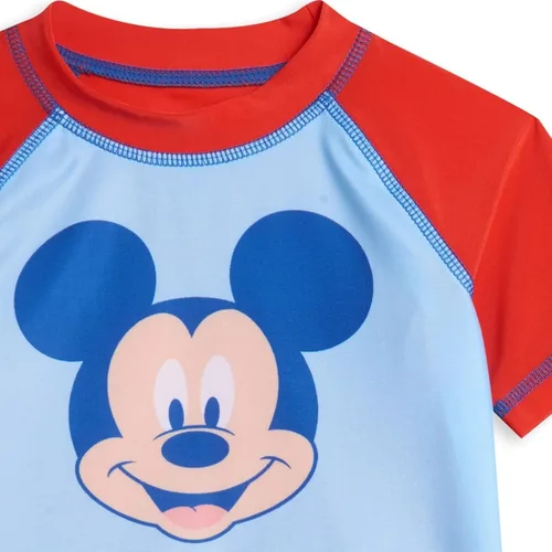 Miniatura 7 de Disney Conjunto de traje de baño y camiseta de Mickey Mouse para niños pequeños, Azul-Blanco