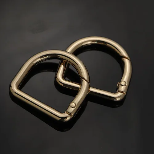 Miniatura 3 de TANJUN 2 unids D hebilla semicírculo resorte broche broche gatillo resorte llavero hebilla para bolsos monederos llavero Oro