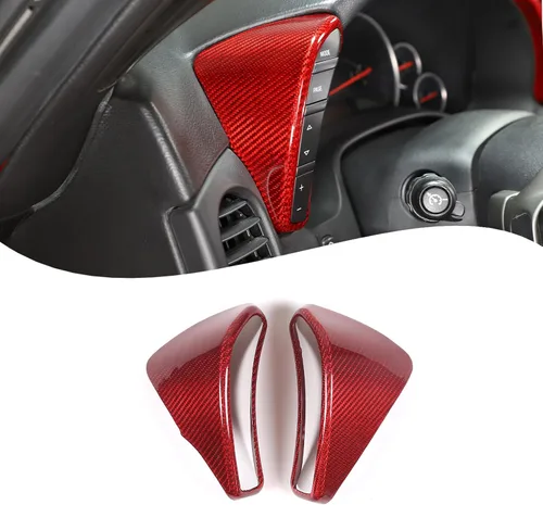 Miniatura 8 de Lcojicep Cubierta interior para interruptor de botón de auto en ambos lados compatible con Chevrolet Corvette C6 2005-2013, velocímetro lateral Negro