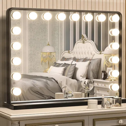 Miniatura 34 de Keonjinn Espejo de tocador Hollywood con luces y altavoz Bluetooth, 15 bombillas reemplazables, espejo de maquillaje con 2 bombillas de repuesto, 3