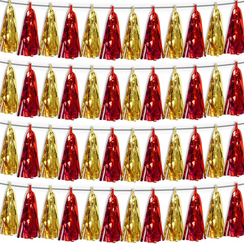 Miniatura 35 de Guirnalda de flecos de papel de aluminio metálico 4P con borlas de oropel, telón de fondo para flotadores de desfile, decoraciones de graduación