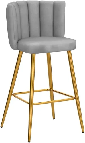 Miniatura 5 de Velvet - Taburetes de bar de 30 pulgadas de altura, juego de 2 taburetes de cocina modernos tapizados, taburetes de mostrador con patas de metal