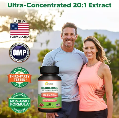 Miniatura 2 de aSquared Nutrition Suplemento de Berberina con Canela de Ceilán - Complejo de Máxima Potencia de 1400mg - 120 Cápsulas - Extracto en Polvo HCl