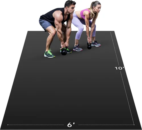 Tapete de ejercicio extra grande, 10’ x 6’/ 8’ x 6’/ 7’ x 5’/ 6’ x 4’ - 7 mm de espesor, tapete de entrenamiento para gimnasio en casa, tapete de
