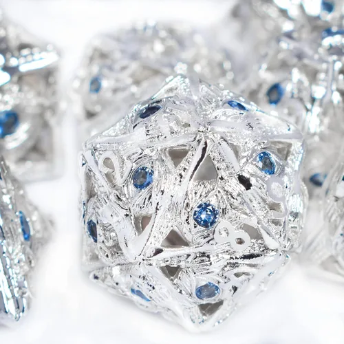 Miniatura 7 de RULE DICE Juego de dados DND de metal, 7 piezas de dados de dragón mágico cautivo D& Dice Set, diseño único, fantásticos dados de metal poliédricos