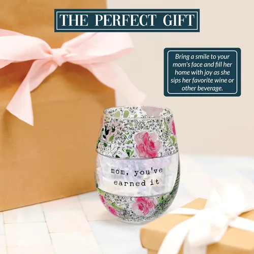 Miniatura 2 de Pavilion Gift Company - Vaso de vino sin tallo de 18 onzas para mamá, regalos para mamá de hija, hijo, niños, regalos del día de la madre para mamá