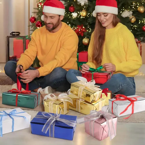 Miniatura 6 de Papel de regalo de Navidad verde oscuro, papel brillante metálico de color sólido de 17 pulgadas x 33 pies, rollo de papel de regalo