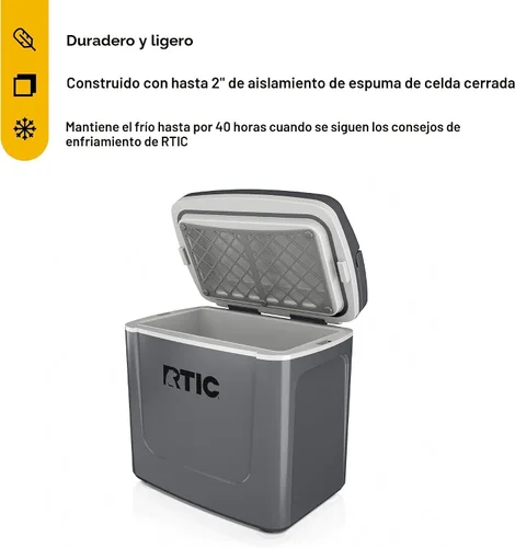 Miniatura 2 de RTIC Hielera Personal para Viaje por Carretera de 8 QT, Pequeña, Compacta, Aislada, Caja de Hielo Portátil para Comida, Bebida, Bebidas, Playa, Gris
