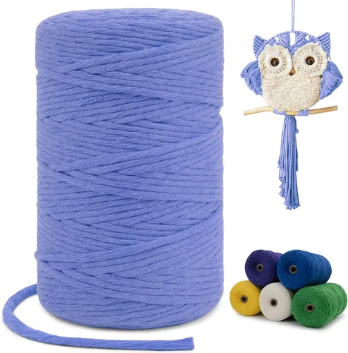 Miniatura 44 de Cuerda de macramé de una sola hebra de 0.197 in x 110 yardas, cuerda de macramé de algodón natural de 0.197 in, cuerda de algodón grueso para colgar
