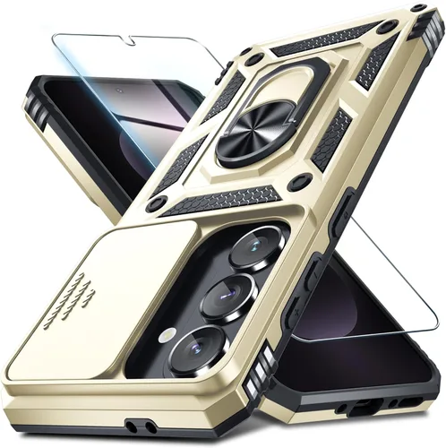 Miniatura 30 de Janmitta Compatible con Galaxy A15 5G Funda con Cubierta Deslizante Integrada para Lente de Cámara + Protector de Pantalla + Soporte de Anillo