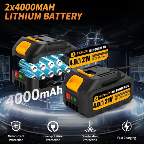 Miniatura 4 de JEXUGK Motosierra Inalámbrica Sin Escobillas de 12 Pulgadas, Motosierra Inalámbrica de Mano con 2 Baterías de 4.0Ah, Motosierra Mini Portátil con 2