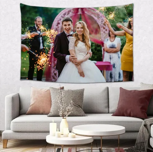 Miniatura 6 de Tapiz personalizado para cargar imágenes, diseño personalizado con foto/logotipo/texto, para colgar en la pared para bodas, festivales, cumpleaños