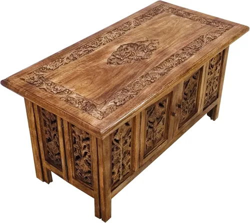 Miniatura 6 de Lightnpro - Mesa de centro de madera hecha a mano – Mesa central rectangular plegable premontada para sala de estar con revistas y almacenamiento