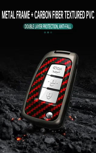 Miniatura 6 de ontto Funda de llavero para Nissan Flip Key Remote Metal con llavero apto para Nissan Rogue, Negro