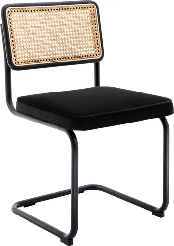 Miniatura 9 de Zesthouse Juego de 2 sillas de comedor de ratán natural, modernas sillas de comedor con respaldo de madera maciza para cocina, sala de estar, diseño