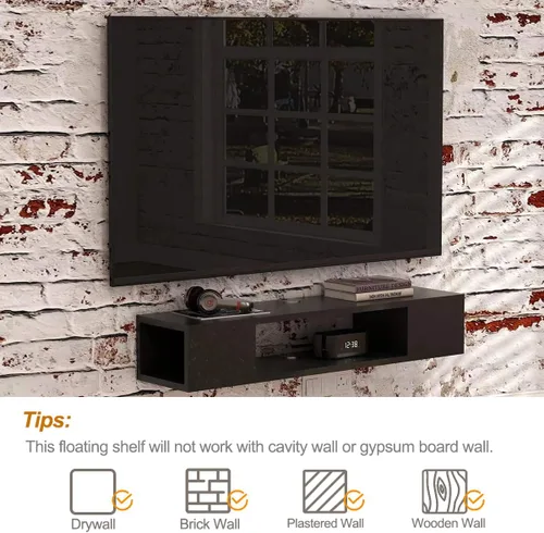 Miniatura 7 de GHC Soporte de TV flotante, centro de entretenimiento montado en la pared y estante de gabinete, consola de TV con almacenamiento, consola